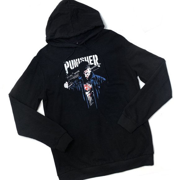 MARVEL The Punisher Netflix Pullover Hoodie in Black Size Medium - NEW - Picture 2 of 6
